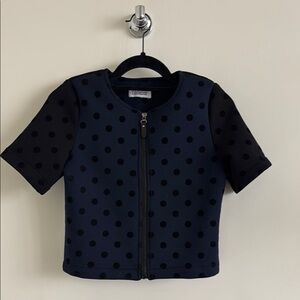 Têtapet - Navy and Black Polka Dot Short Sleeve Jacket Top, NW